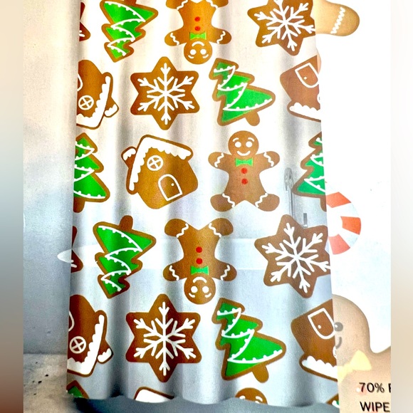 Holiday Christmas Large Gingerbread Cookies Peva Shower Curtain With